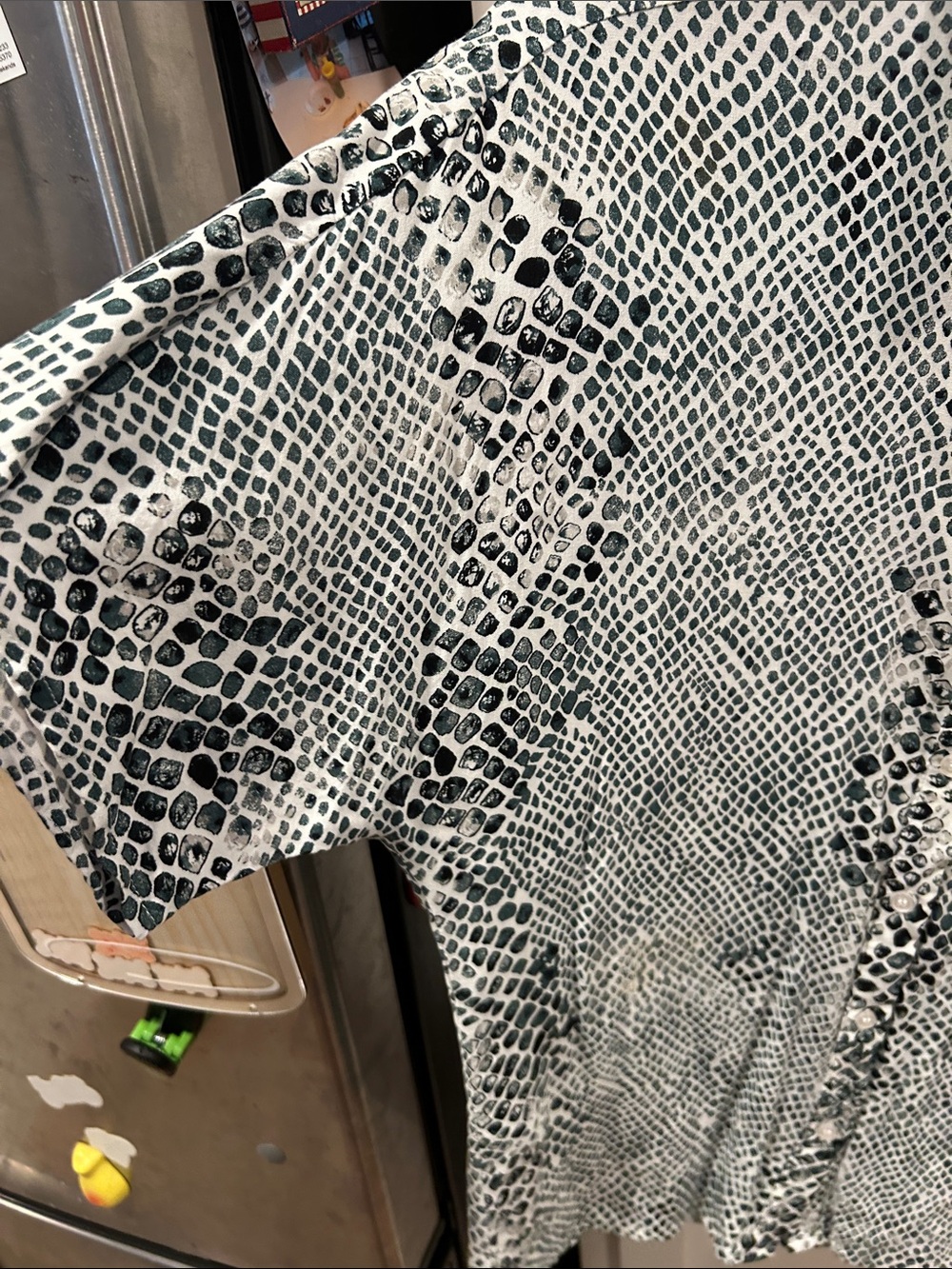 Buddy Love Short-Sleeve Button-Up Shirt in dark green and White Snake Print - Picture 6 of 11